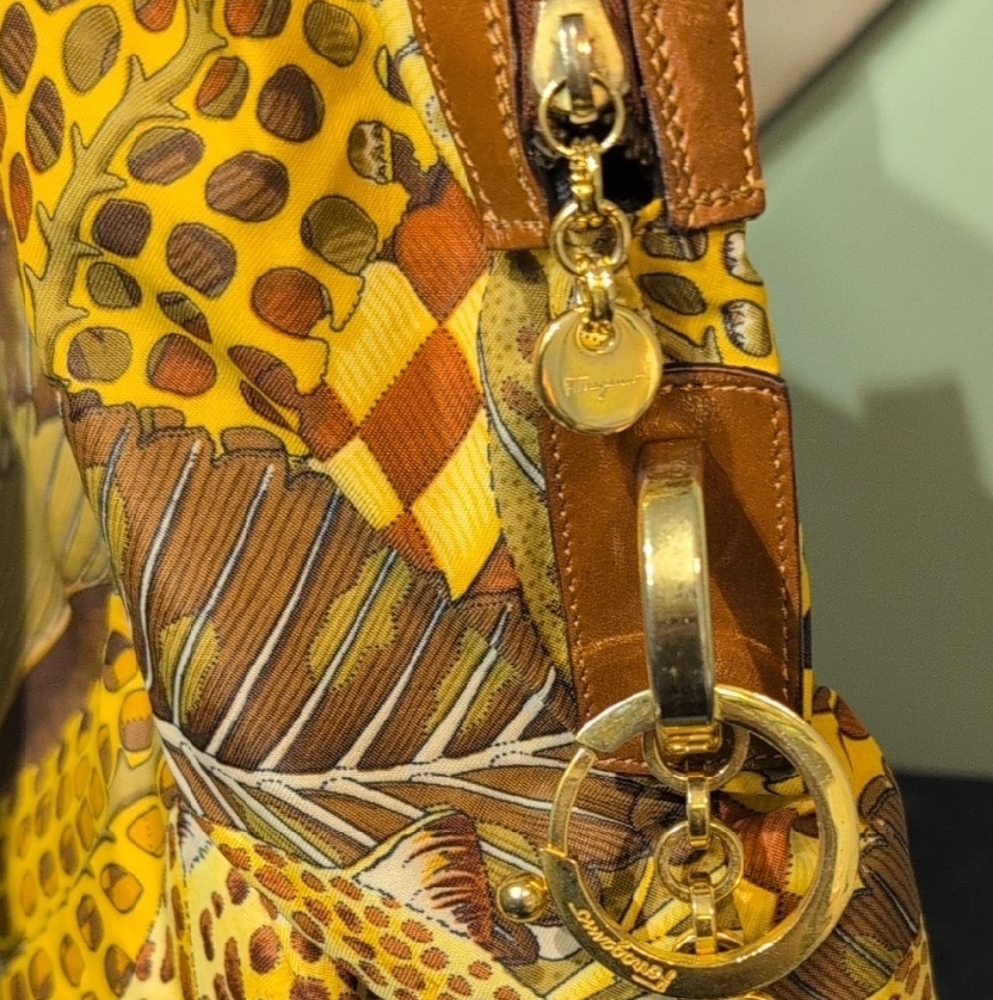 Salvatore Ferragamo Multicolor Tote Bag Animal Vintage Large Clean Italy Purse - Picture 12 of 15